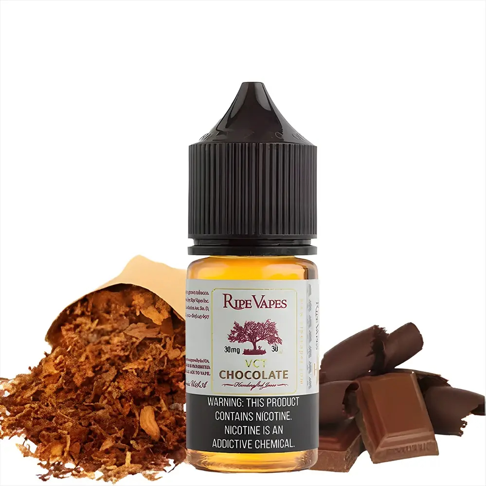 سالت نیکوتین تنباکو شکلات رایپ وپیز - سالت نیکوتین تنباکو شکلات رایپ وپیز RIPE VAPES VCT CHOCOLATE با میکس جذاب طعم تلخ تنباکو و در کنار آن شیرینی خامه شکلاتی جهت به تعادل رسیدن این ترکیب توسط کمپانی آمریکایی رایپ ویپز پدید آمده تا افرادی که به دنبال میکس های خاص و جذاب در ویپینگ خود هستند و از طعم های تکراری خسته شده اند را  جذب کند .
 ...